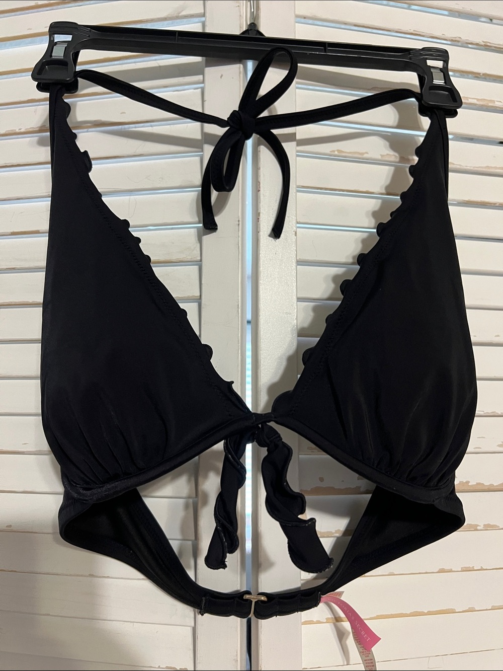 Victoria's Secret Black Halter Bandeau Bikini Top wireless 36D
